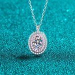 S925 Sterling Silver Necklace Women Moissanite Oval Pendant Rose Gold Tone Collarbone Chain Wholesale