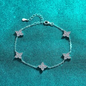 S925 Sterling Silver Moissanite Bracelet, Star Six-Pointed Star, Korean Minimalist Fashion