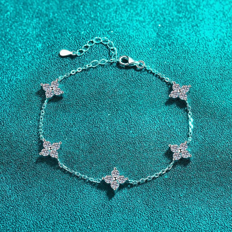 S925 Sterling Silver Moissanite Bracelet, Star Six-Pointed Star, Korean Minimalist Fashion