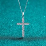 S925 Sterling Silver Cross Pendant Necklace for Women, Moissanite, Chain Necklace, Factory Direct Wholesale