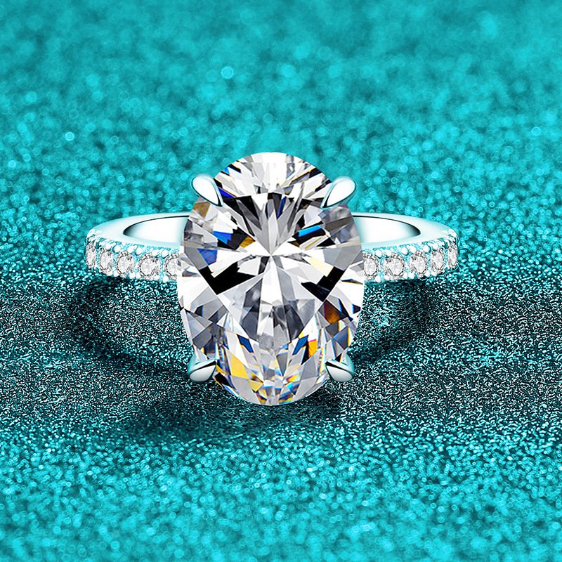 S925 Sterling Silver Moissanite Ring for Women 8 Carat Oval Shape Luxury Exquisite Elegant