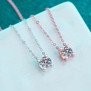Moissanite Bull Head Pendant Necklace in Rose Gold Tone