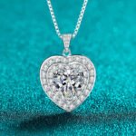 S925 Sterling Silver Moissanite Necklace for Women Heart Sweet Pendant Light Luxury Exquisite Daily Versatile