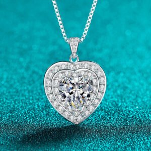 S925 Sterling Silver Moissanite Necklace for Women Heart Sweet Pendant Light Luxury Exquisite Daily Versatile