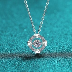 S925 Sterling Silver Moissanite Necklace for Women, Heart-Shaped Bezel, Dainty and Sweet