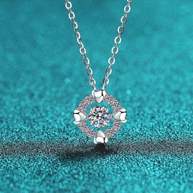 S925 Sterling Silver Moissanite Necklace for Women, Heart-Shaped Bezel, Dainty and Sweet