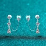 S925 Sterling Silver Moissanite Earrings for Women, Tassel Double Needle, Simple High-end Ins Style
