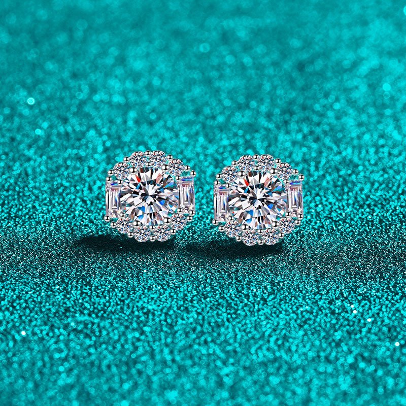 S925 Sterling Silver Moissanite Stud Earrings for Women, Simple Elegant Design, Daily Wear, Festival Gift