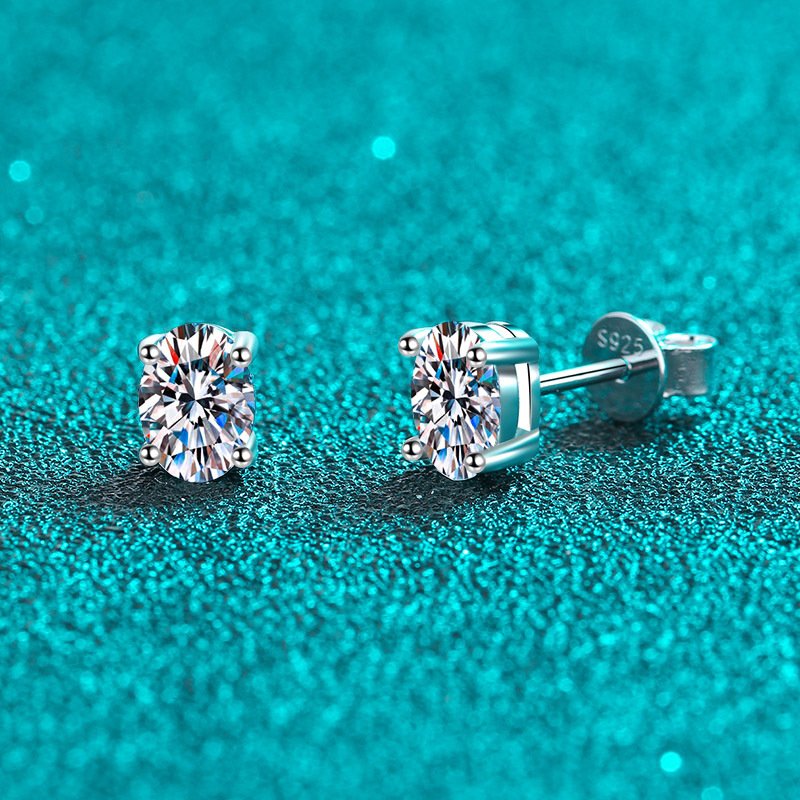 S925 Sterling Silver Moissanite Stud Earrings for Women, Cute Small Ear Accessory, Factory Direct Wholesale