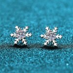 S925 Sterling Silver Moissanite Snowflake Earrings for Students, Factory Direct