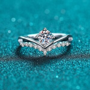 V-Shape Micro-Set Moissanite Ring for Women, 925 Silver, Factory Direct
