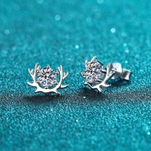 S925 Sterling Silver Earrings, Simple Style, 50-Point Claw-Set Moissanite Studs