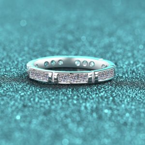 S925 Sterling Silver Full Moissanite Ring for Women, Bamboo Joint Style, Simple Daily Fashion, Couple Ring