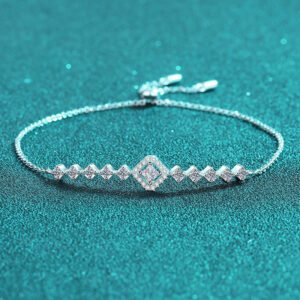 S925 Sterling Silver Moissanite Bracelet Cubic Zirconia Adjustable Chain Minimalist Style