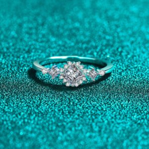 S925 Sterling Silver Moissanite Ring for Women, Square Geometric Design, Light Luxury Gift