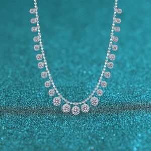 S925 Sterling Silver Moissanite Necklace for Women, Luxury Fashion Jewelry