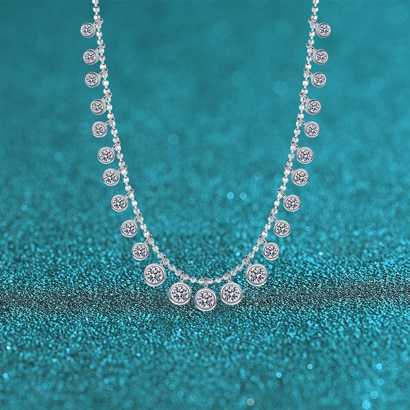 S925 Sterling Silver Moissanite Necklace for Women, Luxury Fashion Jewelry