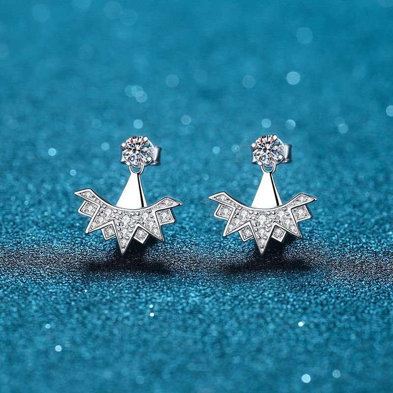 S925 Sterling Silver Snowflake Earrings for Women with Moissanite