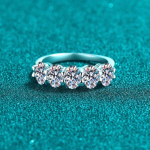 S925 Sterling Silver Moissanite Ring Women Oval Eternity Band Fashion Light Luxury
