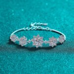 S925 Sterling Silver Moissanite Bracelet for Women, Snowflake Fashion Jewelry, Gift for Girlfriend