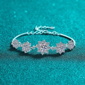 S925 Sterling Silver Moissanite Bracelet for Women, Snowflake Fashion Jewelry, Gift for Girlfriend