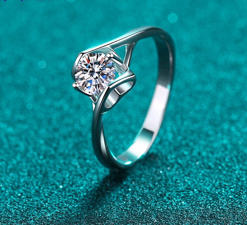 925 Silver Ring for Women Moissanite Ring Heart Ring Angel Kiss