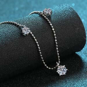 S925 Sterling Silver Necklace Six-Prong Women's 3.2 Carat Moissanite Starry Sky Moissanite Necklace