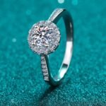 S925 Sterling Silver Moissanite Ring Four Prong Round Setting Factory Direct