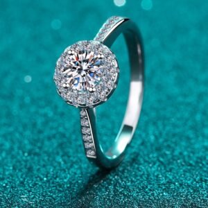 S925 Sterling Silver Moissanite Ring Four Prong Round Setting Factory Direct
