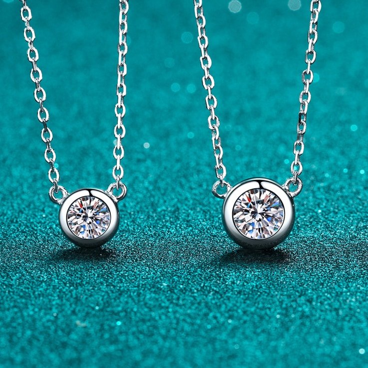 S925 Sterling Silver Bubble Necklace 1 Carat Moissanite Valentine's Day Gift Collarbone Chain for Women