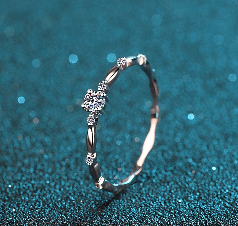 10-Point Moissanite Eternity Ring Four-Prong 925 Silver Women's Ring