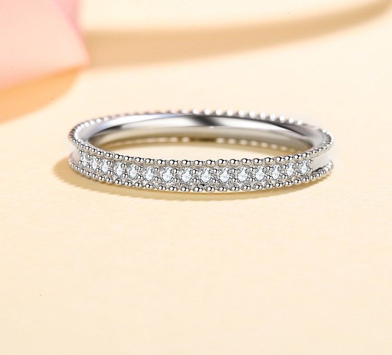 S925 Sterling Silver Ring for Women Full Moissanite Eternity Band