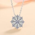 S925 Sterling Silver Sunflower Four-Prong Moissanite Pendant Necklace