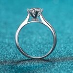 S925 Sterling Silver Ring for Women Rotating Six-Prong Moissanite Ring