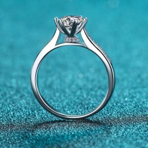 S925 Sterling Silver Ring for Women Rotating Six-Prong Moissanite Ring