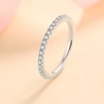 S925 Silver Ring for Women 1.5mm Full Circle Moissanite Eternity Band