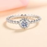 S925 Sterling Silver Ring for Women 30-Point Moissanite Round Wrap Band
