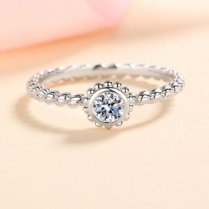 S925 Sterling Silver Ring for Women 30-Point Moissanite Round Wrap Band