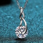 S925 Sterling Silver Necklace 2 Carat Moissanite Teardrop Pendant Chain