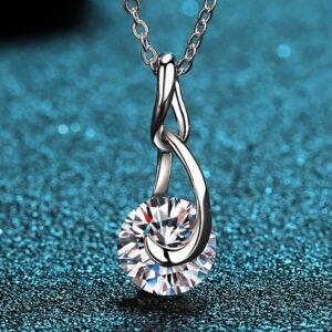 S925 Sterling Silver Necklace 2 Carat Moissanite Teardrop Pendant Chain