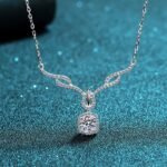 S925 Sterling Silver Four-Prong Moissanite Necklace for Women, 80-Point Simulated Diamond Choker, Factory Direct