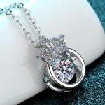 S925 Sterling Silver Crown Moissanite Pendant Necklace for Women