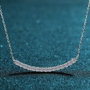 S925 Sterling Silver Necklace for Women 90-Point Moissanite Smiley Face Pendant Choker Chain Factory Direct Supply