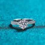 S925 Sterling Silver Ring for Women 1 Carat Moissanite Korean Style Six-Claw Micro-Setting Band