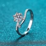 S925 Silver Snowflake Button Ring Fashionable Simple Style Moissanite Women's Ring