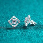 S925 Sterling Silver Moissanite Stud Earrings Geometric Swirl Design Minimalist Daily Gift