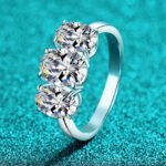 S925 Sterling Silver Moissanite Ring Oval Eternity Band for Women Light Luxury