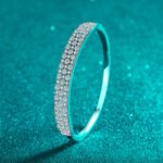 S925 Sterling Silver Bracelet Full Moissanite Tennis Style Bangle