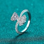 S925 Sterling Silver Moissanite Ring for Women Heart Bouquet Style Elegant Gift for Girlfriend