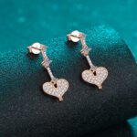 S925 Sterling Silver Plated Champagne Gold Heart-shaped Moissanite Stud Earrings for Women, 70 Points, Sweet and Simple Daily Style